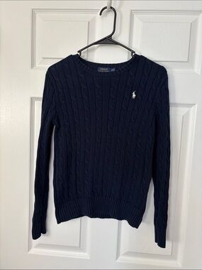 Polo by Ralph Lauren Navy Cable-Knit Crew Neck Sweater